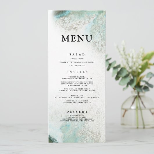 Ombre Waterverf Dinner Menu | GREEN (Staand voorkant)