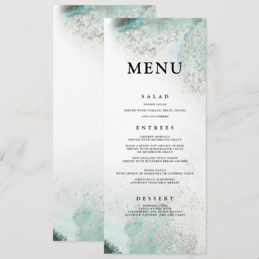 Ombre Waterverf Dinner Menu | GREEN (Voorkant / Achterkant)