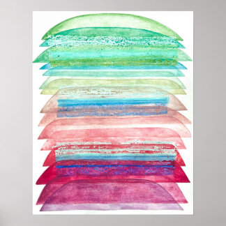 Ombre Waterverf en oliepastelschilderij Poster