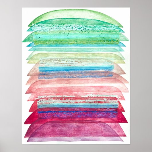 Ombre Waterverf en oliepastelschilderij Poster (Voorkant)