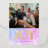 OMBRE WATERVERF GOLD JOY kerstfoto Folie Feestdagenkaart (Voorkant)