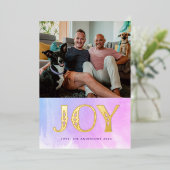 OMBRE WATERVERF GOLD JOY kerstfoto Folie Feestdagenkaart (Staand Voorkant)