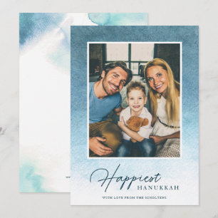  Ombre Waterverf Hanukkah-fotokaart Feestdagenkaart