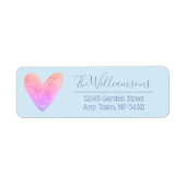Ombre Waterverf Heart over Bleek blauw Etiket (Voorkant)