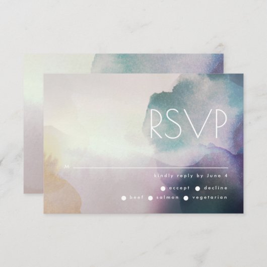 Ombre Waterverf in het Paarse en goudhuwelijk RSVP Kaartje (Voorkant / Achterkant)