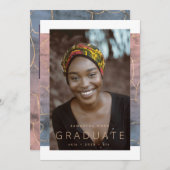 Ombre Waterverf Modern Gold Foil Marble Afstudeerd Aankondiging (Voorkant / Achterkant)