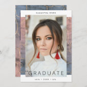 Ombre Waterverf Modern Gold Foil Uni Marble Aankondiging (Voorkant / Achterkant)