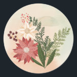 Ombre Waterverf Poinsettia Kerstvakantie Ronde Sticker<br><div class="desc">___________________________ ***Dit ontwerp maakt deel uit van een kerstvakantie collectie*** Stap in een wereld van tijdloze vakantie charme met mijn "Feestelijke Flora: Christmas Splendor Poinsettia Delight" collectie. 🌸🎄 Omhels de magie van het seizoen met een boeiende mix van bloemblaadjes, weelderige groene dennenbladeren, sierlijke rode bessen en de betoverende tinten van...</div>