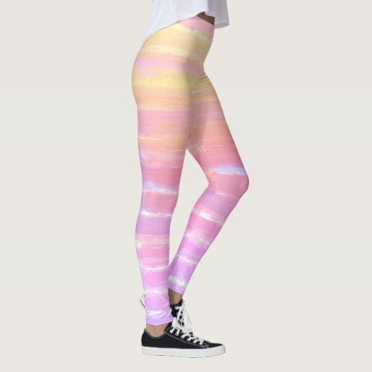 Ombre Waterverf Roze Geel Blauw Leggings (Rechts)