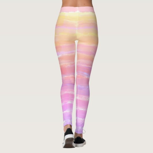 Ombre Waterverf Roze Geel Blauw Leggings (Achterkant)