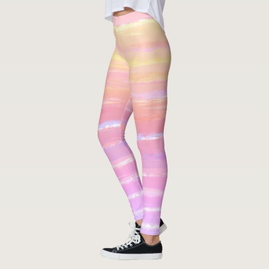 Ombre Waterverf Roze Geel Blauw Leggings (Links)
