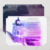 Ombre Waterverf Roze vuurtoren Foto bruiloft Kaart (Voorkant / Achterkant)