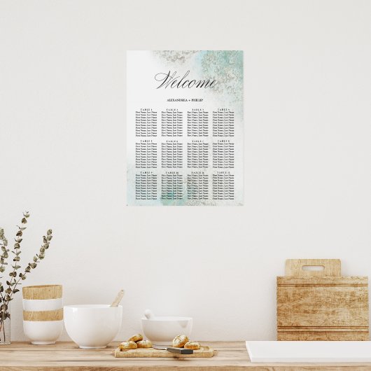 Ombre Waterverf Seating Chart | GROENEN Poster (Keuken)