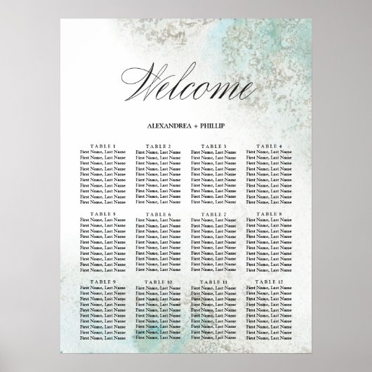 Ombre Waterverf Seating Chart | GROENEN Poster (Voorkant)