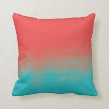 Ombre Waterverf Texture - Blauwgroen en koraal