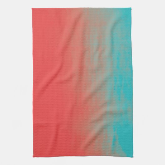 Ombre Waterverf Texture - Blauwgroen en koraal Theedoek (Verticaal)