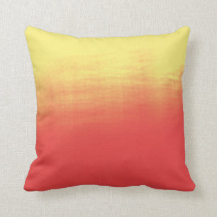 Ombre Waterverf Texture - Geel en Koraal Sunset Kussen
