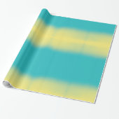 Ombre Waterverf Textuur - Blauwgroen Blauw en Geel Cadeaupapier (Uitgerold)