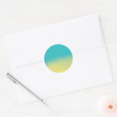 Ombre Waterverf Textuur - Blauwgroen en geel Ronde Sticker (Envelop)