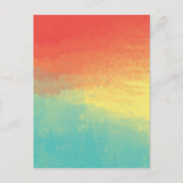 Ombre Waterverf Textuur - Blauwgroen, Geel, Koraal Briefkaart