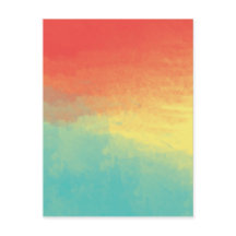 Ombre Waterverf Textuur - Blauwgroen, Geel, Koraal