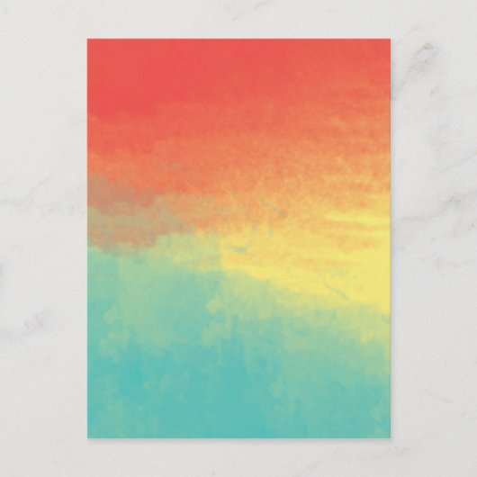 Ombre Waterverf Textuur - Blauwgroen, Geel, Koraal Briefkaart (Voorkant)