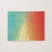 Ombre Waterverf Textuur - Blauwgroen, Geel, Koraal Legpuzzel (Horizontaal)