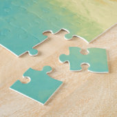 Ombre Waterverf Textuur - Blauwgroen, Geel, Koraal Legpuzzel (Zijkant)