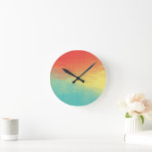 Ombre Waterverf Textuur - Blauwgroen, Geel, Koraal Ronde Klok (Huis)