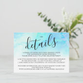 Ombre Waterverf Trouwdetail Kaart - Blauw (Staand voorkant)