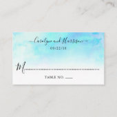 Ombre Waterverf Trouwplaats Kaarten - Blauw Plaatskaartje (Voorkant)