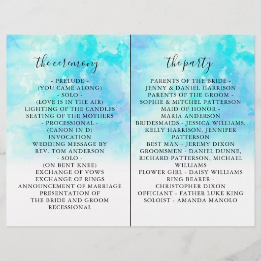 Ombre Waterverf Wedding Bi-voudig Programma's - Bl (Achterkant)