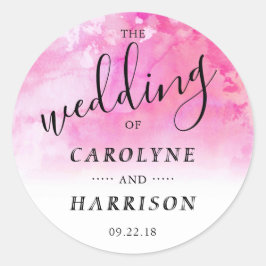 Ombre Waterverf Wedding Favor Sticker - Roze