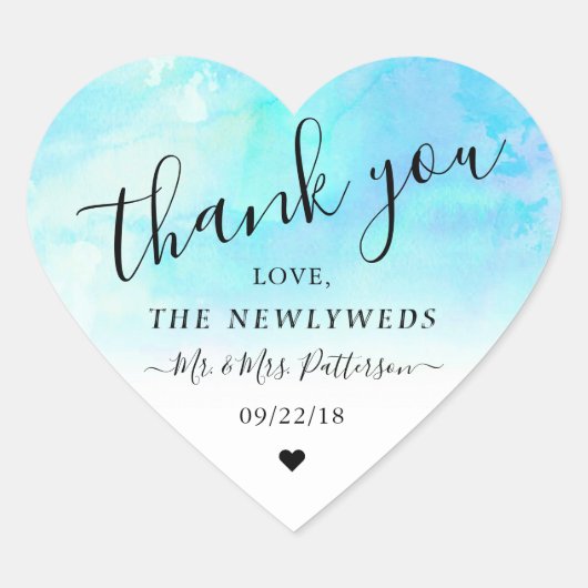 Ombre Waterverf Wedding Hartelijk dank Sticker - B (Voorkant)