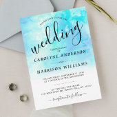 Ombre Waterverf Wedding Invitation - Blue Kaart