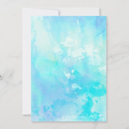 Ombre Waterverf Wedding Invitation - Blue Kaart (Achterkant)