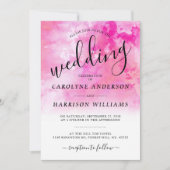 Ombre Waterverf Wedding Invitation - Roze Kaart (Voorkant)