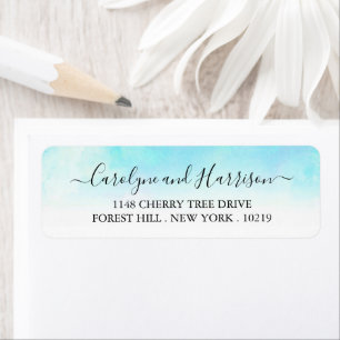 Ombre Waterverf Wedding Labels - blauw