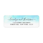 Ombre Waterverf Wedding Labels - blauw (Voorkant)