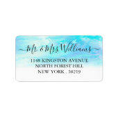 Ombre Waterverf Wedding Labels - blauw (Voorkant)