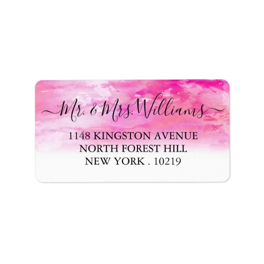 Ombre Waterverf Wedding Labels - Roze (Voorkant)