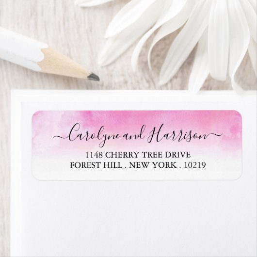 Ombre Waterverf Wedding Labels - Roze (Insitu)