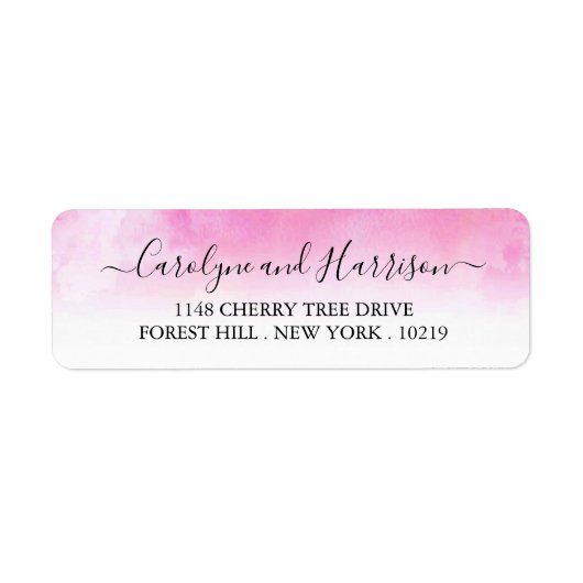 Ombre Waterverf Wedding Labels - Roze (Voorkant)