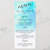 Ombre Waterverf Wedding Menu Kaarten - Blauw (Voorkant)