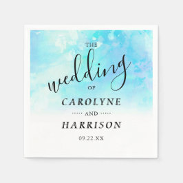 Ombre Waterverf Wedding Paper Napkins - Blue Servet