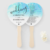 Ombre Waterverf Wedding Programme Handbediende Fan Handwaaier (Voorkant en achterkant)