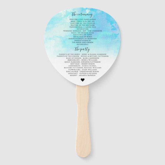 Ombre Waterverf Wedding Programme Handbediende Fan Handwaaier (Achterkant)