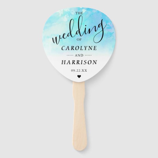 Ombre Waterverf Wedding Programme Handbediende Fan Handwaaier (Voorkant)