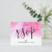 Ombre Waterverf Wedding RSVP Briefkaart - Roze (Staand voorkant)