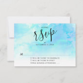 Ombre Waterverf Wedding RSVP Kaart - Blauw (Voorkant)
